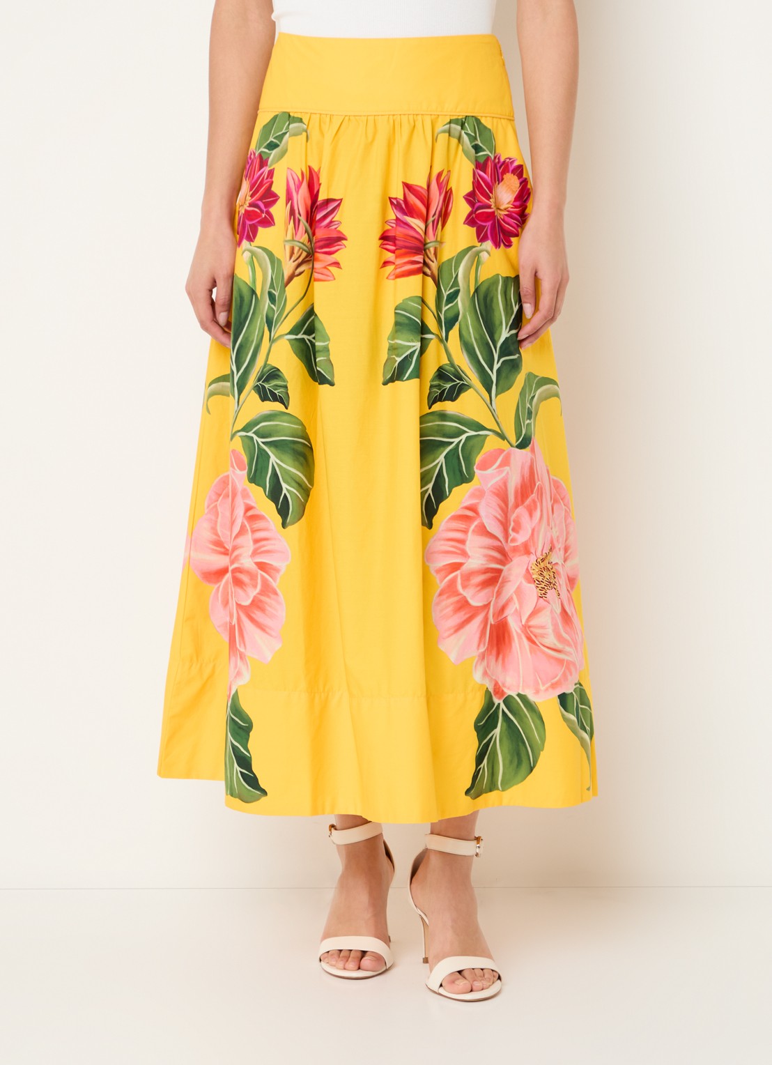 Farm Rio Spring Awakening maxi rok met bloemenprint - detail 2 geel
