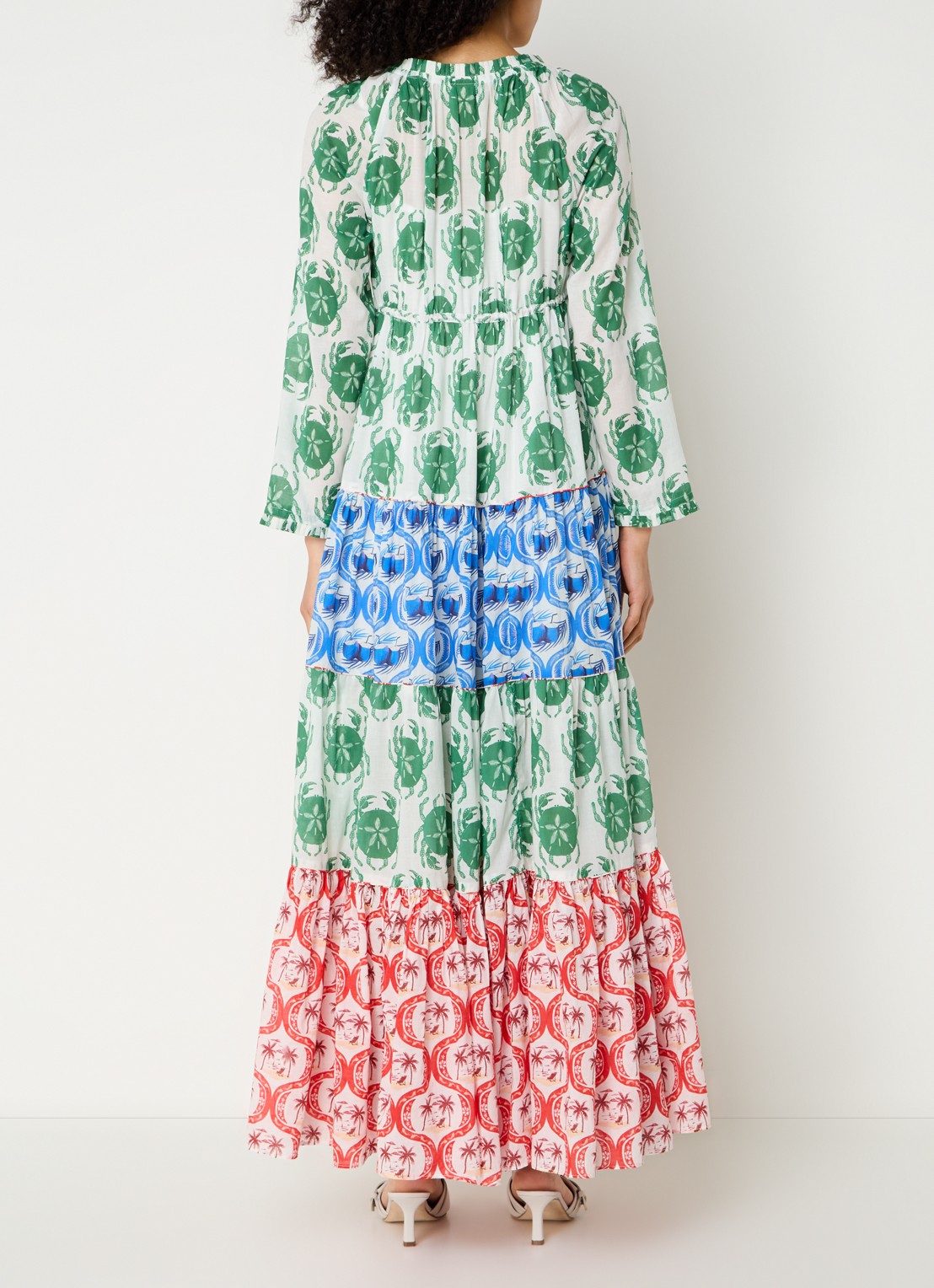 Farm Rio Stamp Mix maxi tuniekjurk met print - achterkant 3 groen