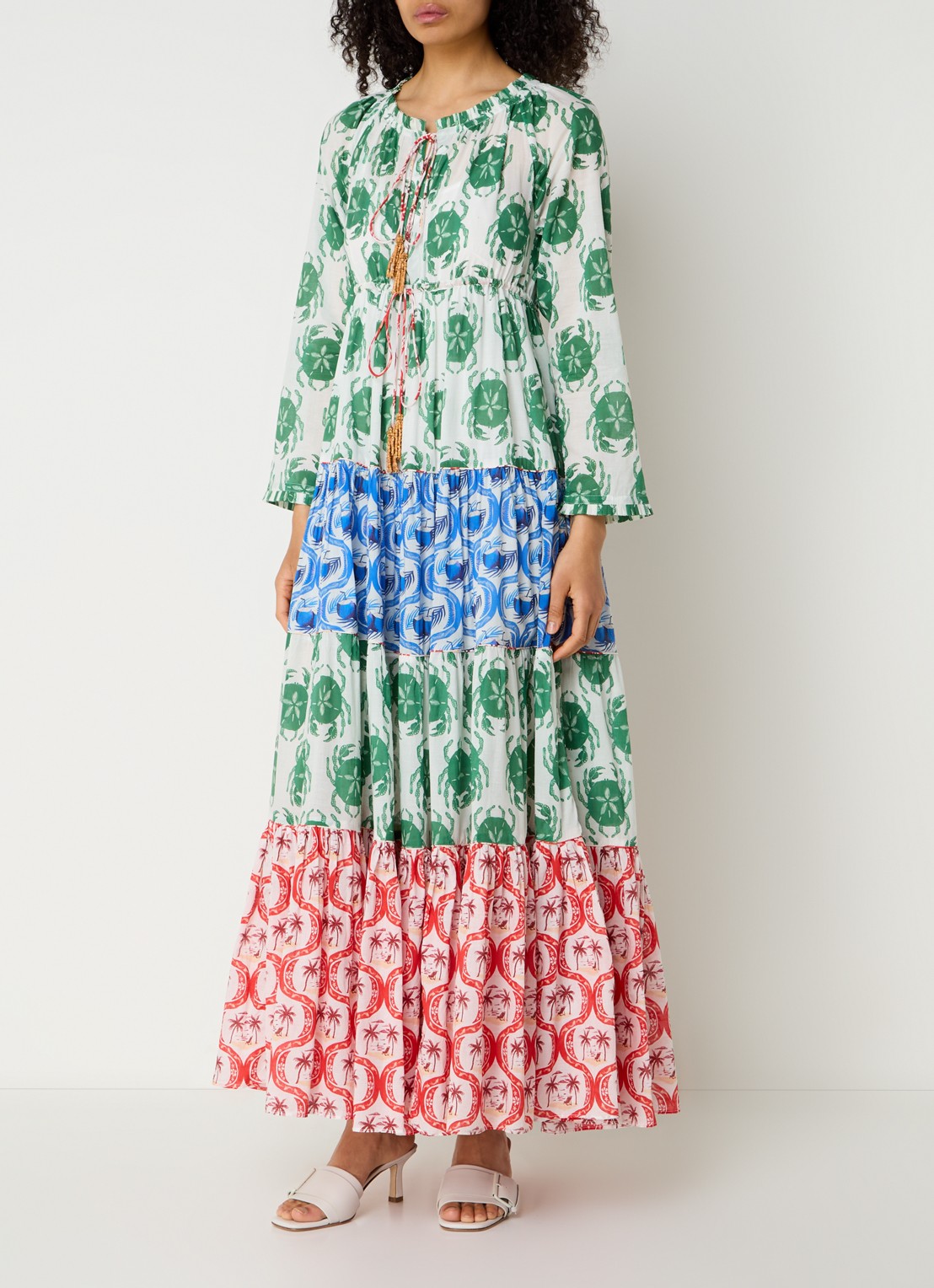 Farm Rio Stamp Mix maxi tuniekjurk met print - detail 4 groen