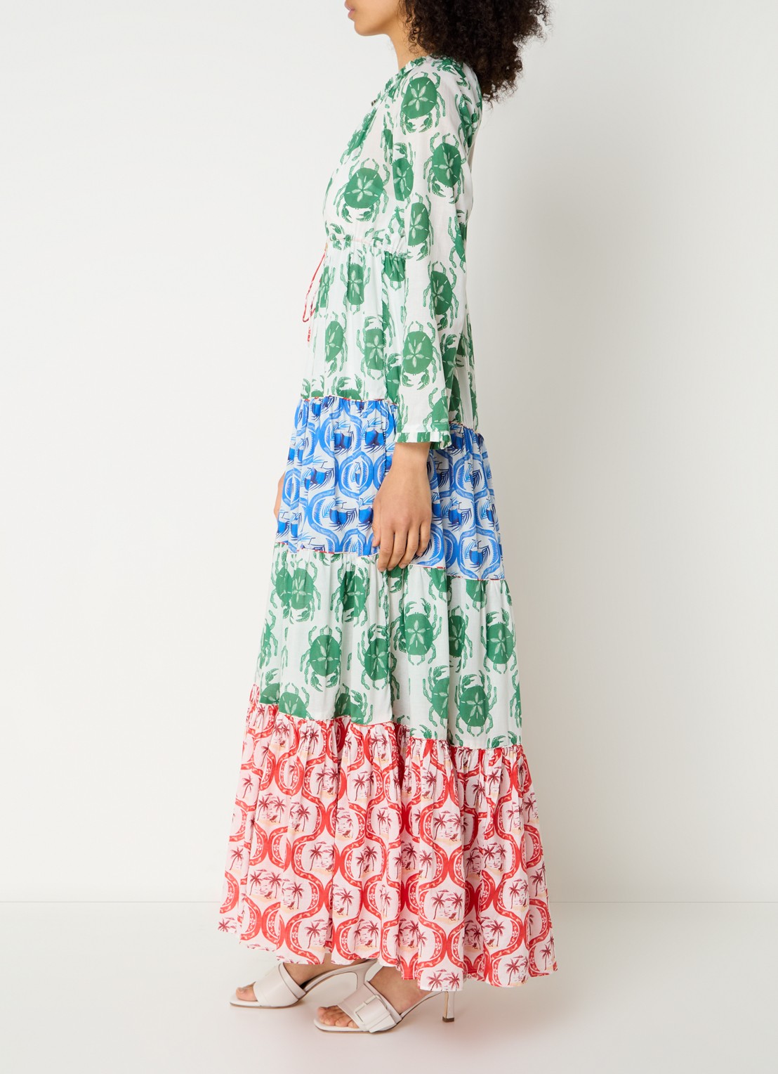 Farm Rio Stamp Mix maxi tuniekjurk met print - voorkant 2 groen