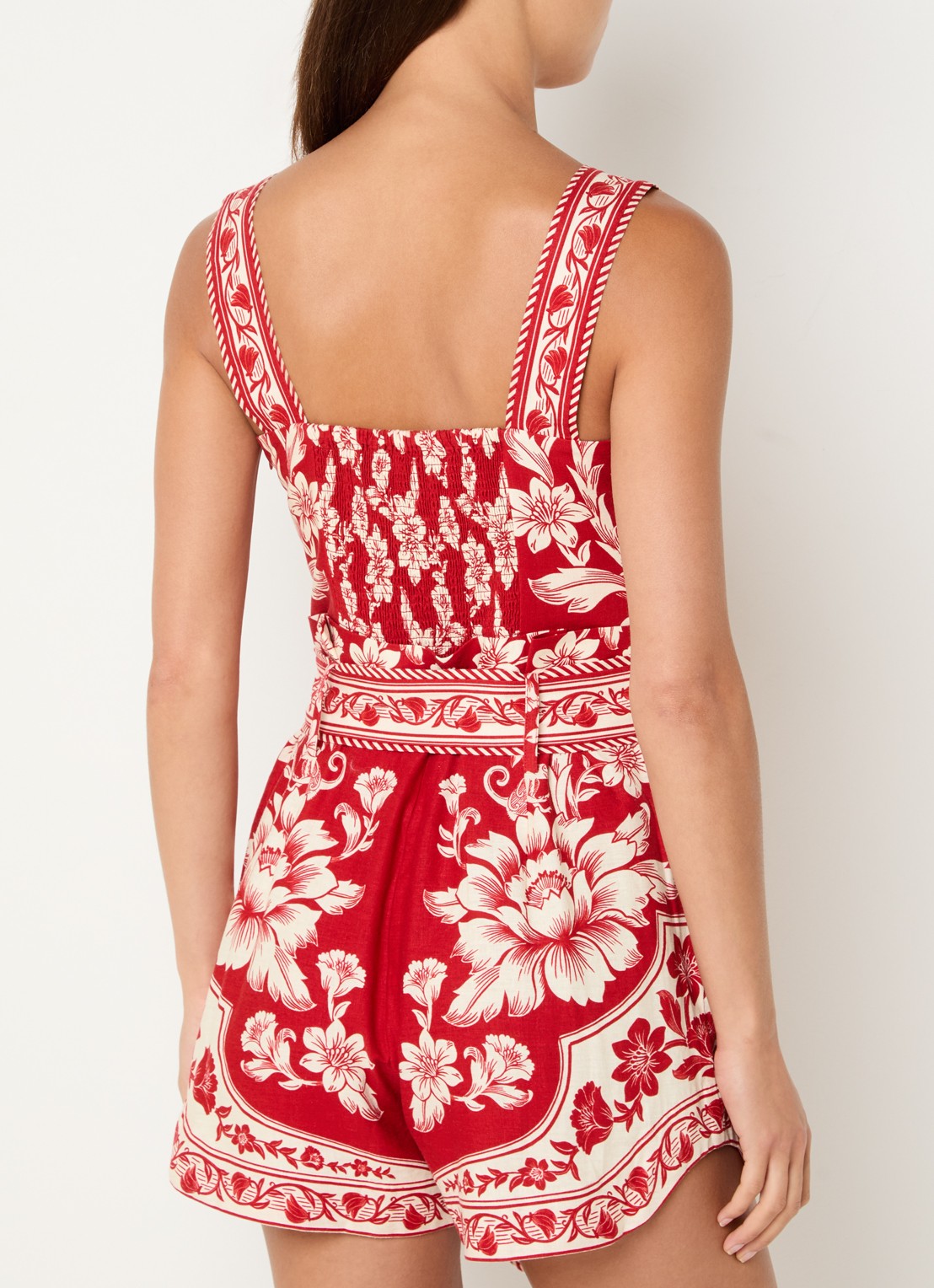 Farm Rio Straight fit playsuit in linnenblend - achterkant 3 rood