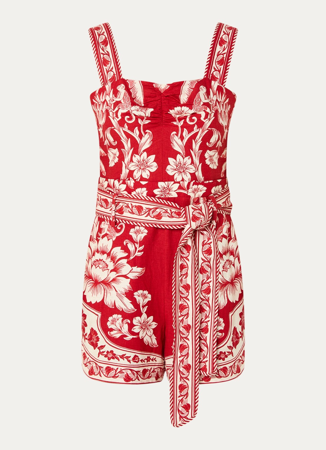 Farm Rio Straight fit playsuit in linnenblend - voorkant rood