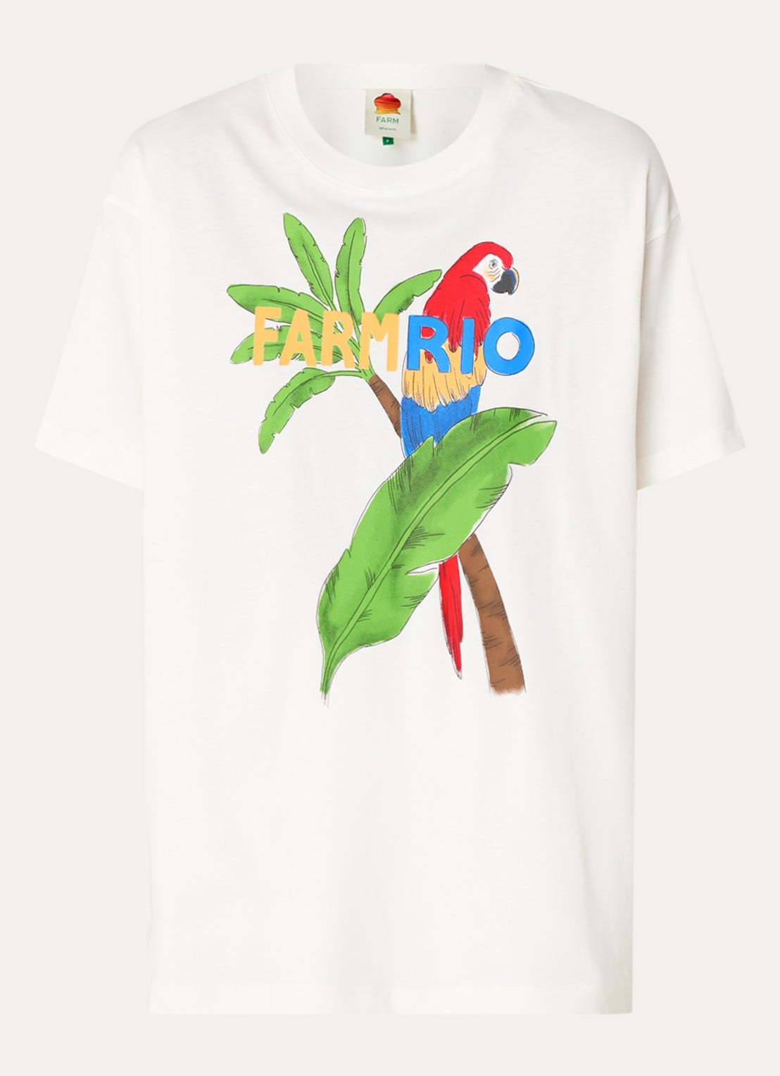 Farm Rio T-shirt met logoprint - voorkant 2 gebroken wit
