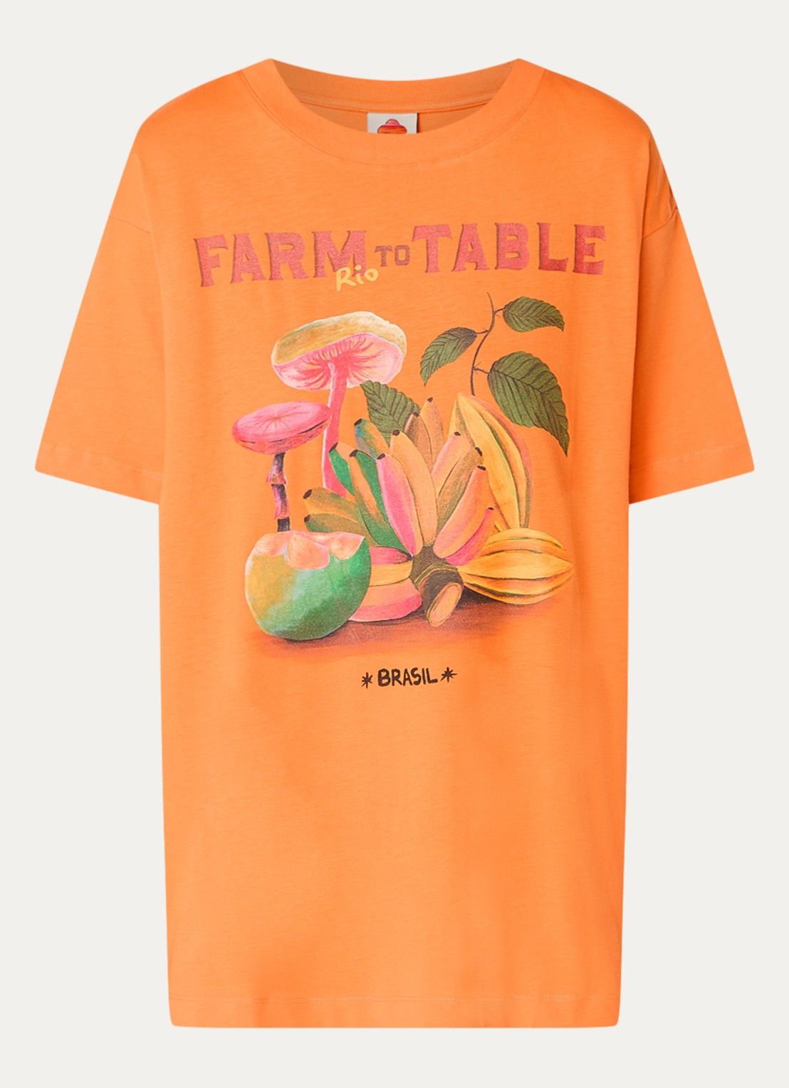 Farm Rio T-shirt met logoprint - voorkant 2 oranje