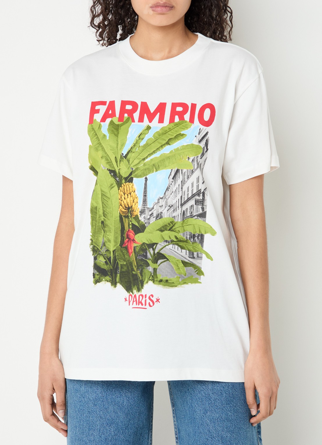 Farm Rio T-shirt met logoprint - detail gebroken wit