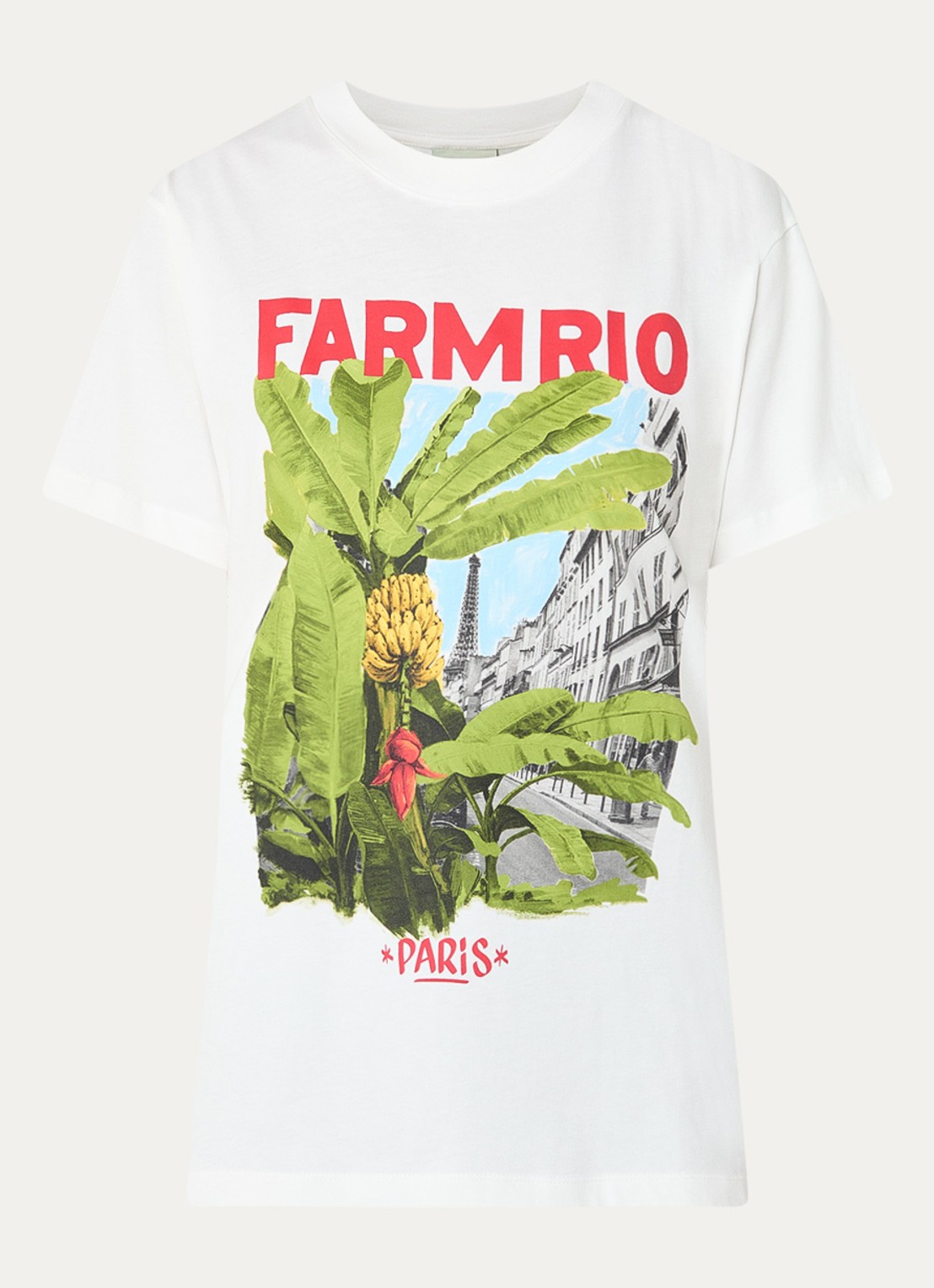 Farm Rio T-shirt met logoprint - voorkant 3 gebroken wit