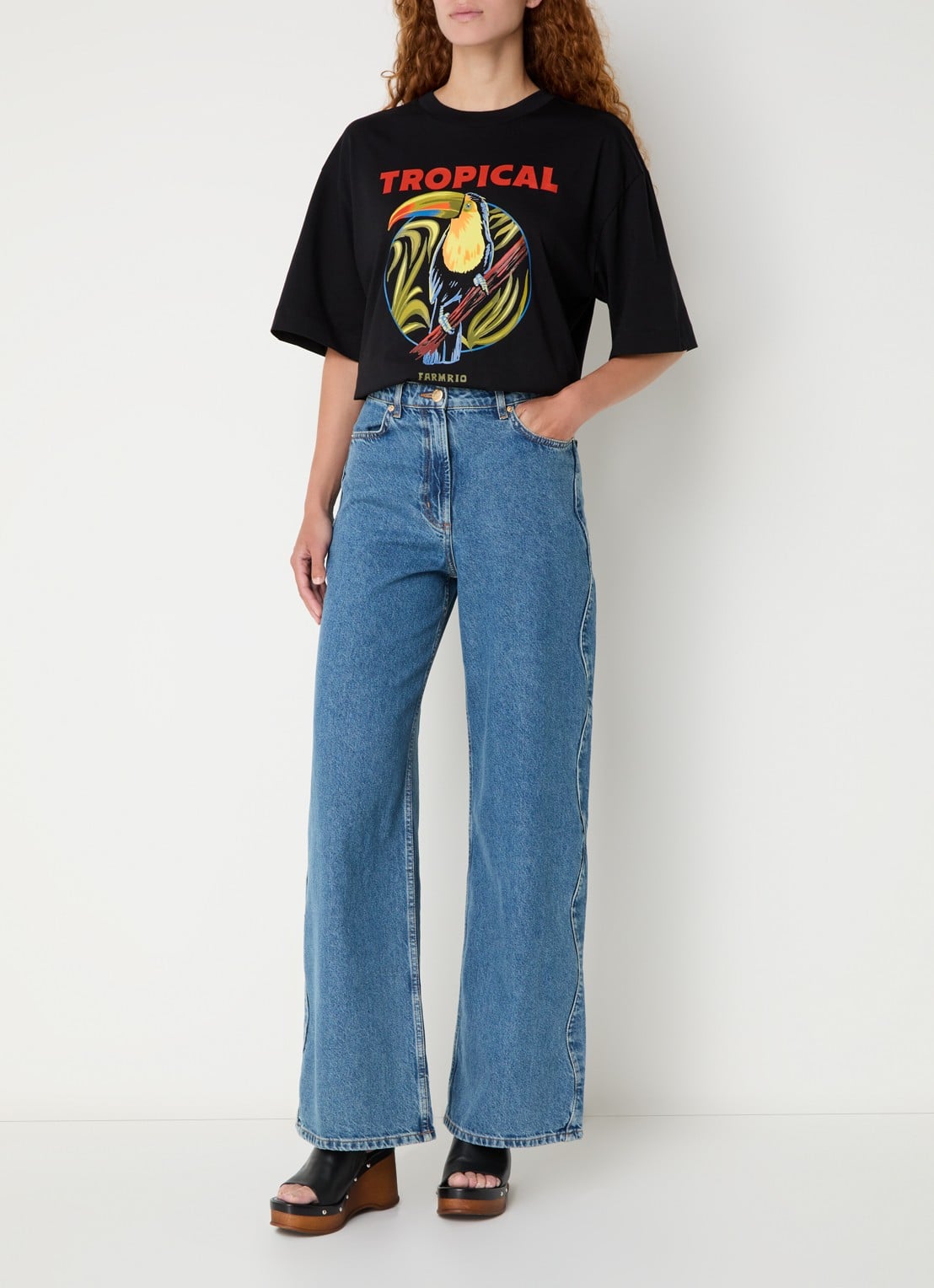 Farm Rio T-shirt met print - voorkant 3 zwart