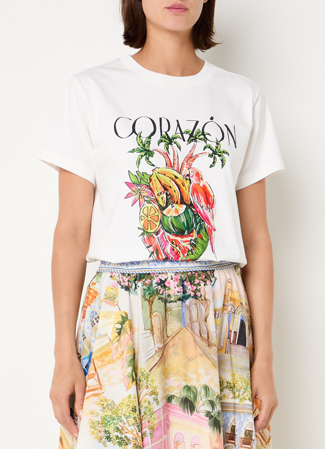 Farm Rio T-shirt met print - detail 4 wit