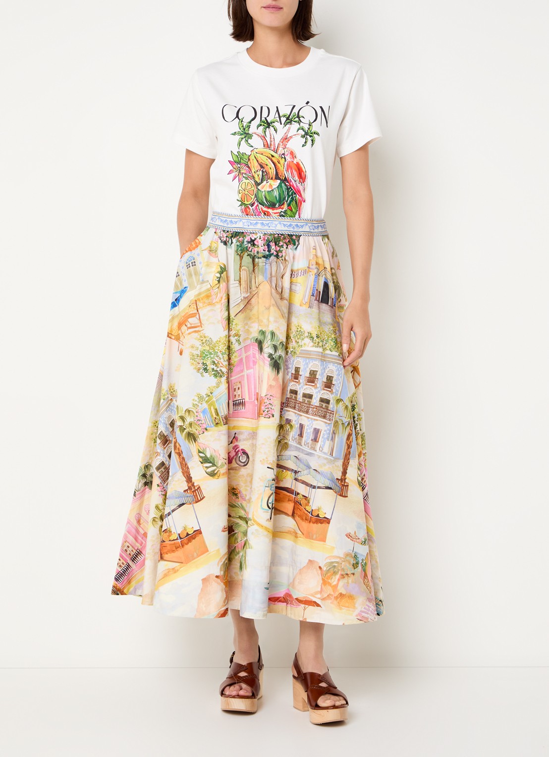Farm Rio T-shirt met print - voorkant 2 wit