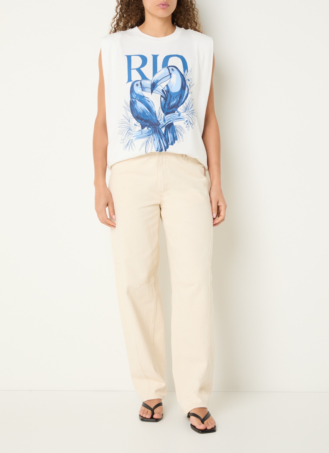 Farm Rio T-shirt met print - voorkant 3 gebroken wit