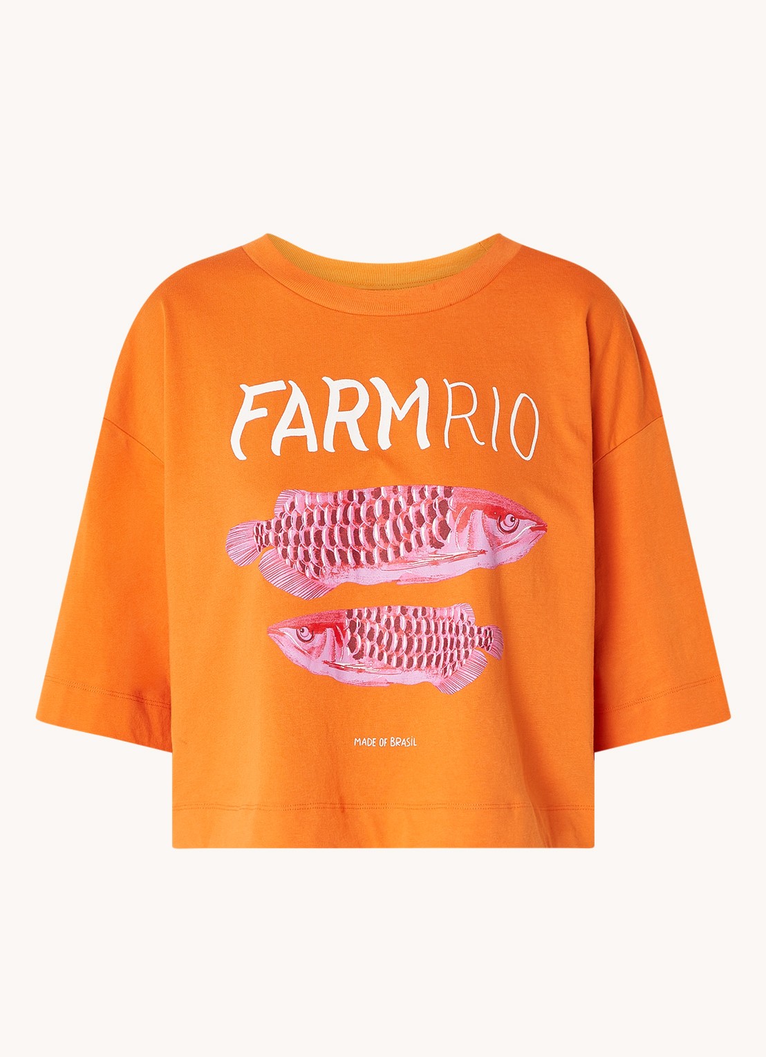 Farm Rio T-shirt van  katoen met logoprint - voorkant oranje