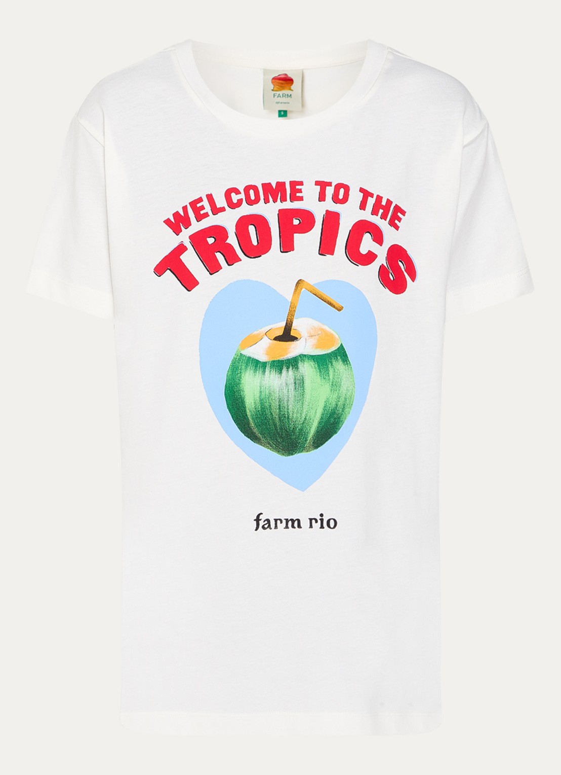 Farm Rio T-shirt van  katoen met print - voorkant 3 gebroken wit