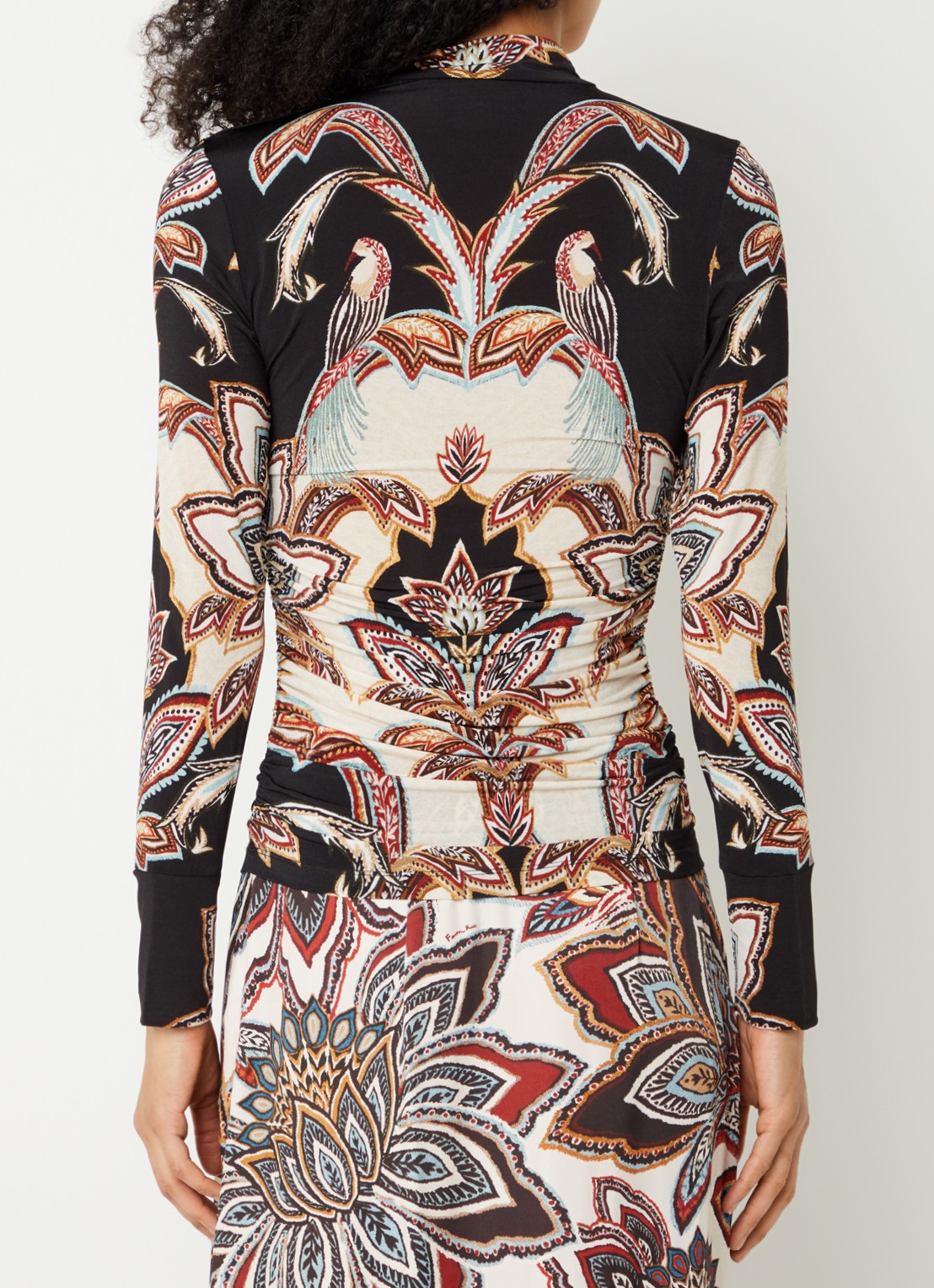 Farm Rio Tapestry top met print en opstaande kraag - achterkant zwart