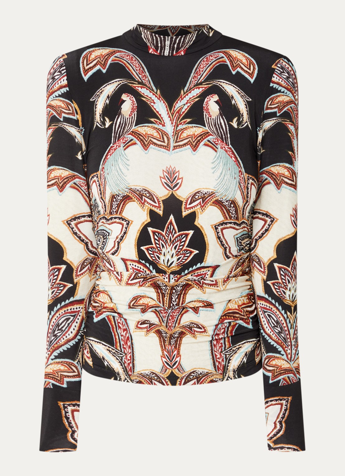 Farm Rio Tapestry top met print en opstaande kraag - voorkant 2 zwart