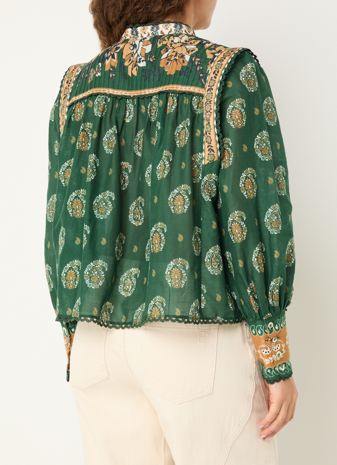Farm Rio Tayla blouse met print - achterkant donkergroen