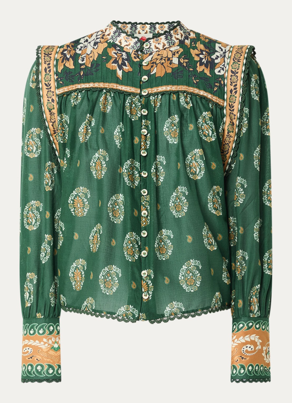 Farm Rio Tayla blouse met print - voorkant 2 donkergroen