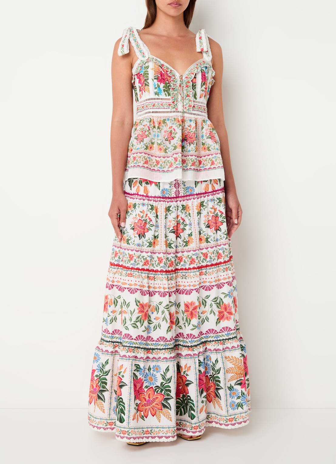 Farm Rio Top met bloemenprint - voorkant 2 gebroken wit