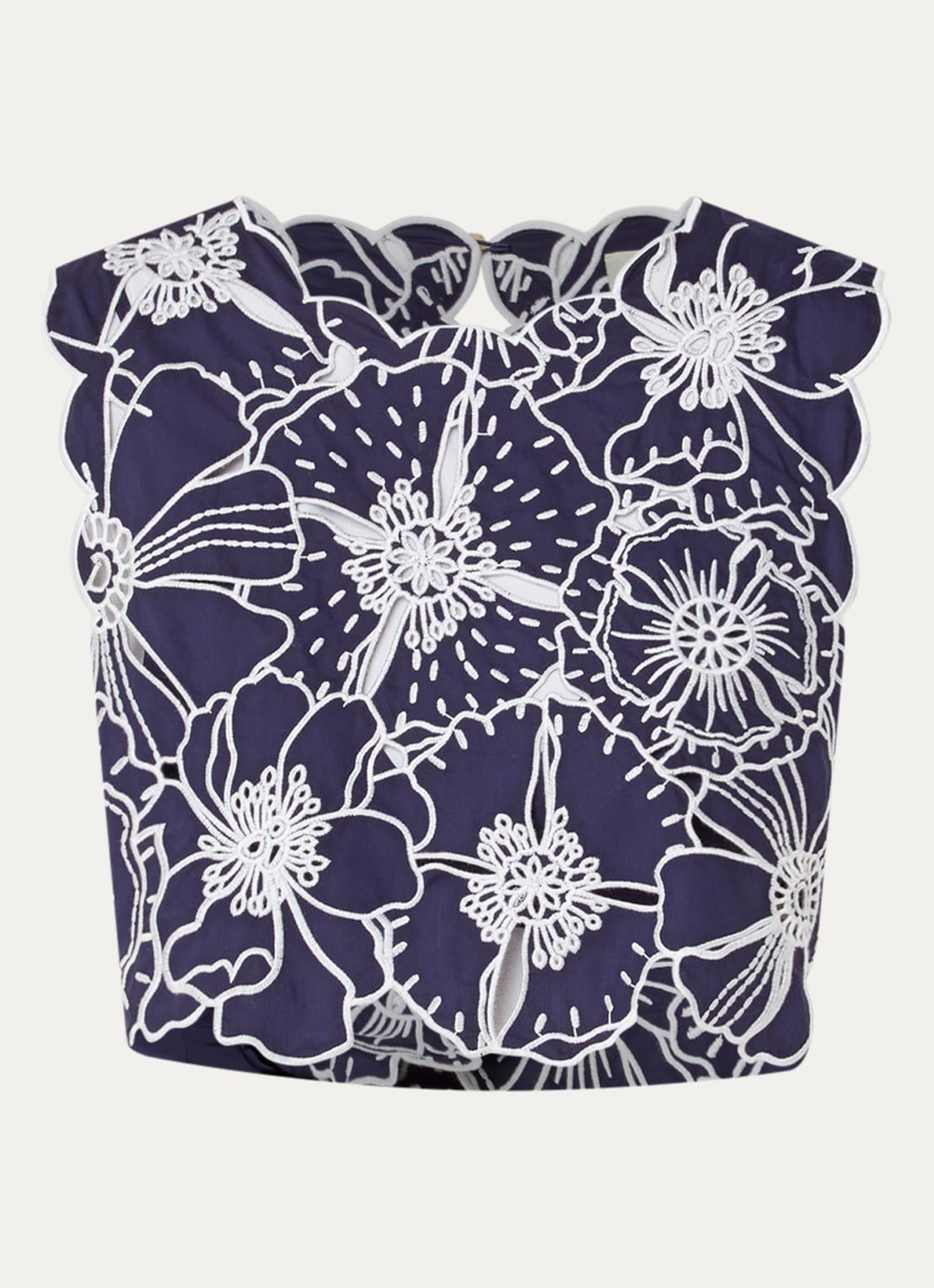 Farm Rio Top met opengewerkt dessin - voorkant donkerblauw