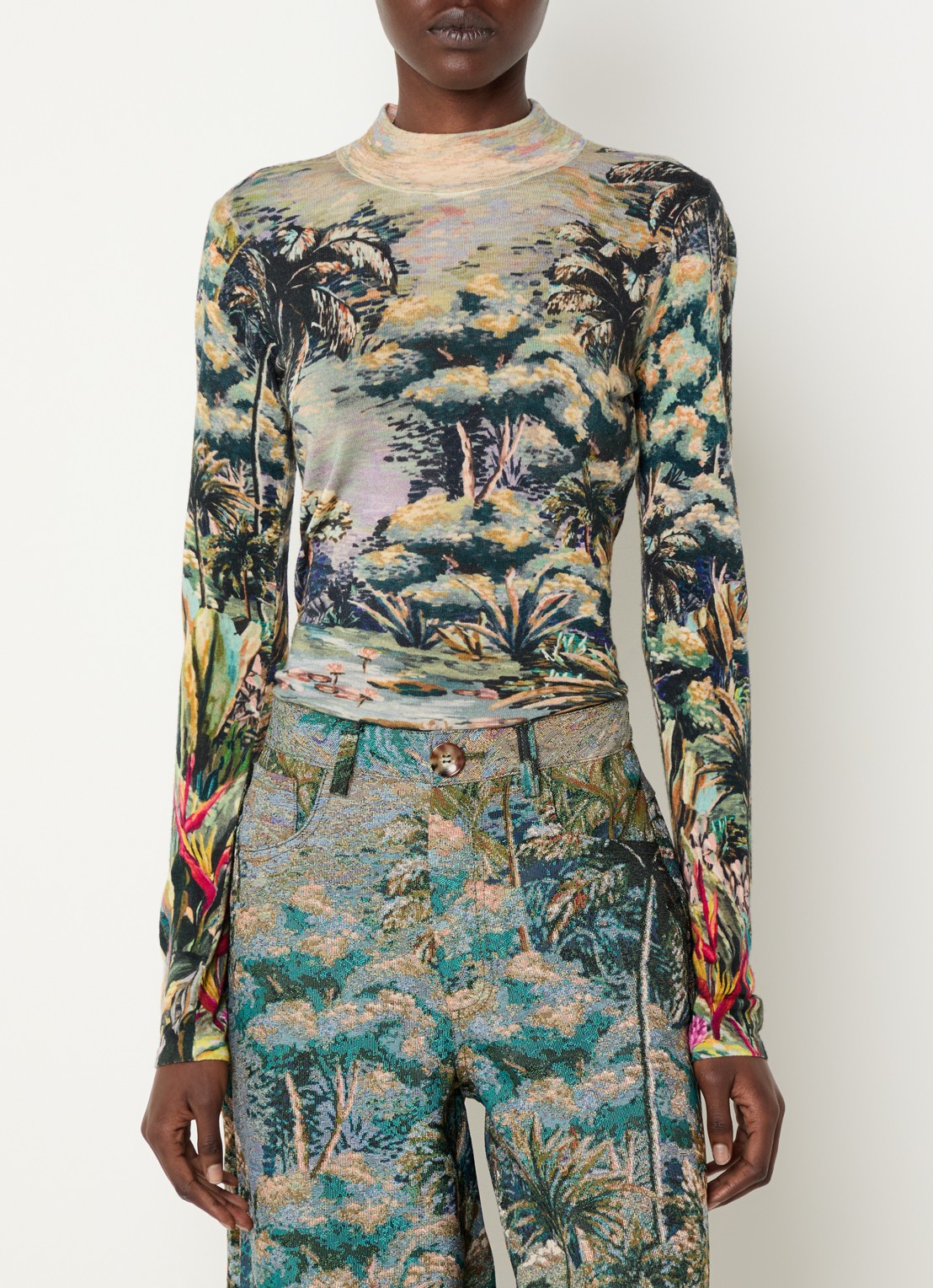 Farm Rio Top met print en ronde hals - detail lila