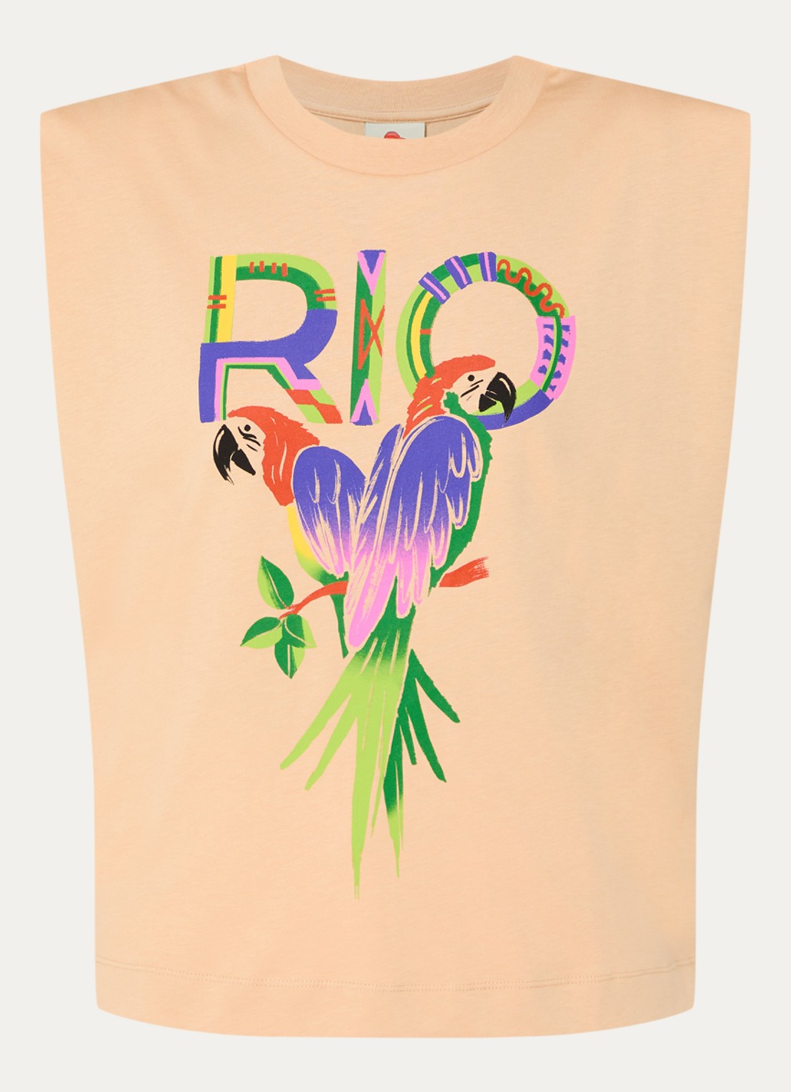 Farm Rio Top met print en stretch - voorkant 2 zand
