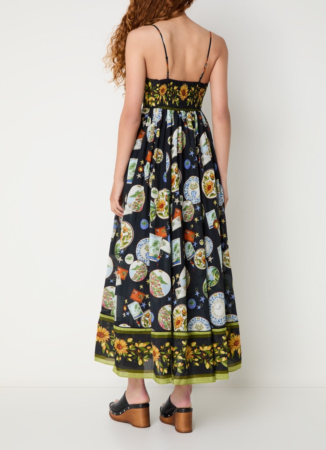 Farm Rio Trip Souvenir midi jurk met print - achterkant 2 zwart