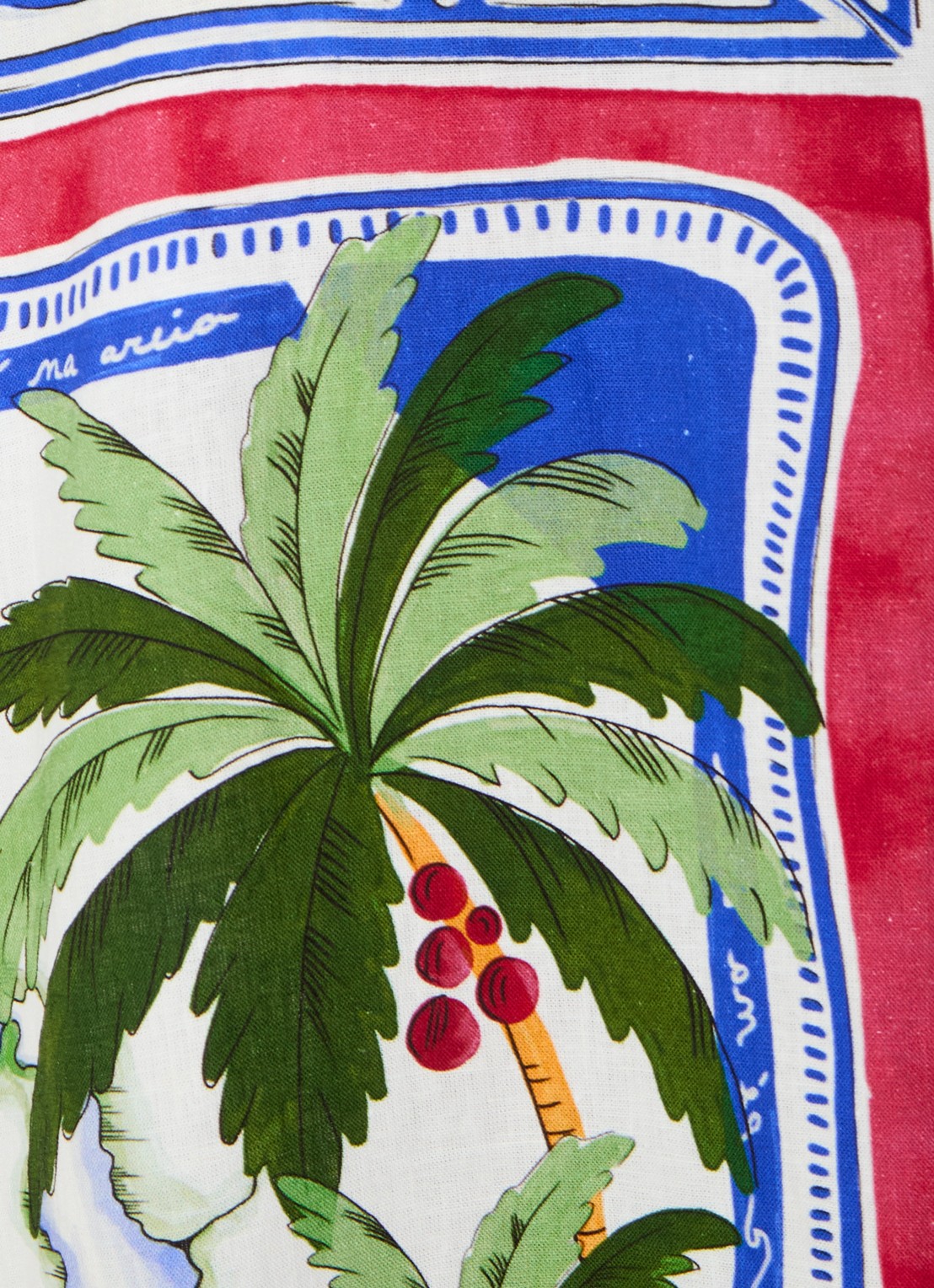 Farm Rio Tropical Destination midi blousejurk in linnenblend met bloemenprint - detail 3 gebroken wit