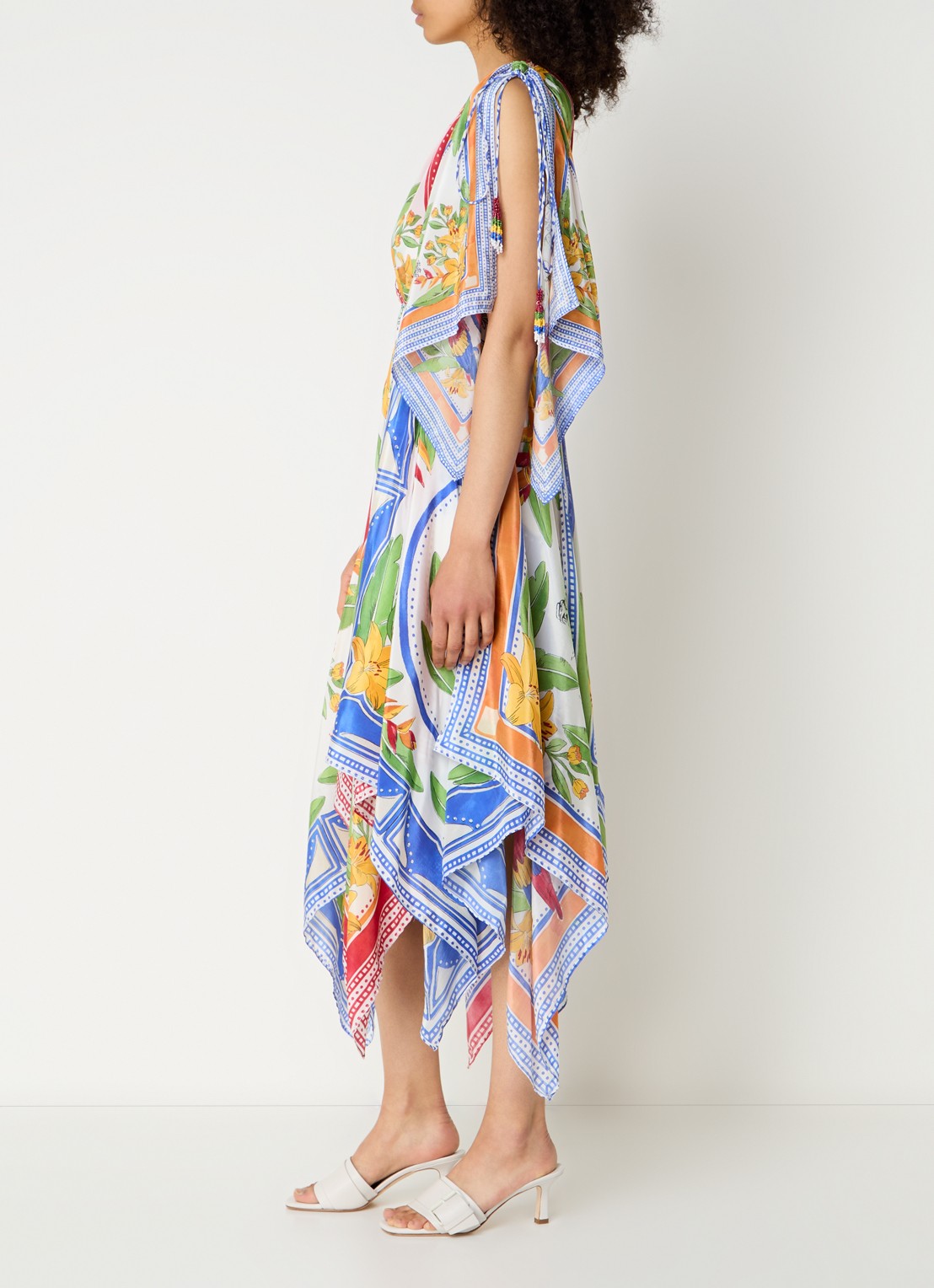 Farm Rio Tropical Destination midi tuniekjurk met bloemenprint - voorkant 2 gebroken wit