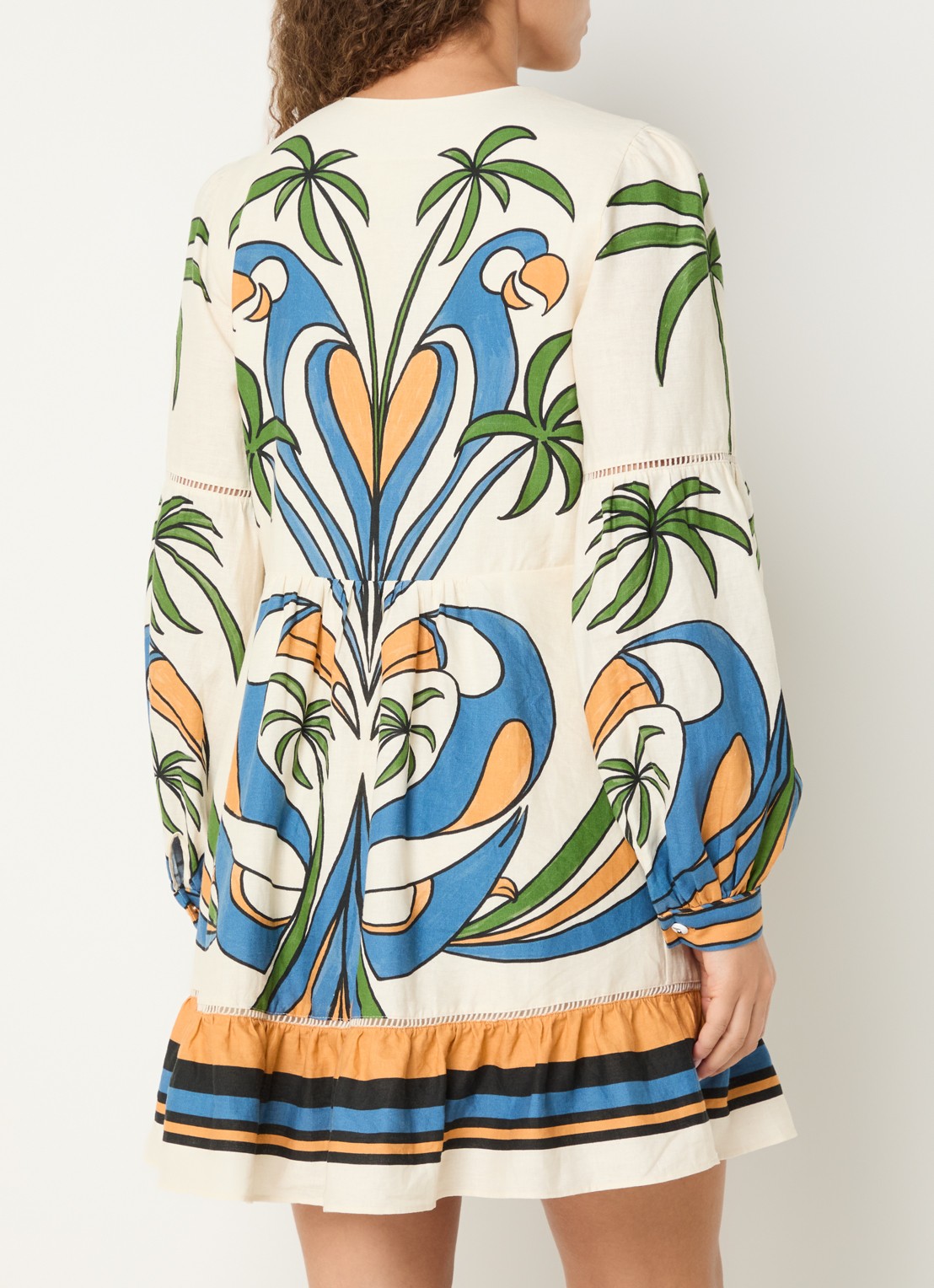 Farm Rio Tropical mini tuniekjurk met print - achterkant gebroken wit