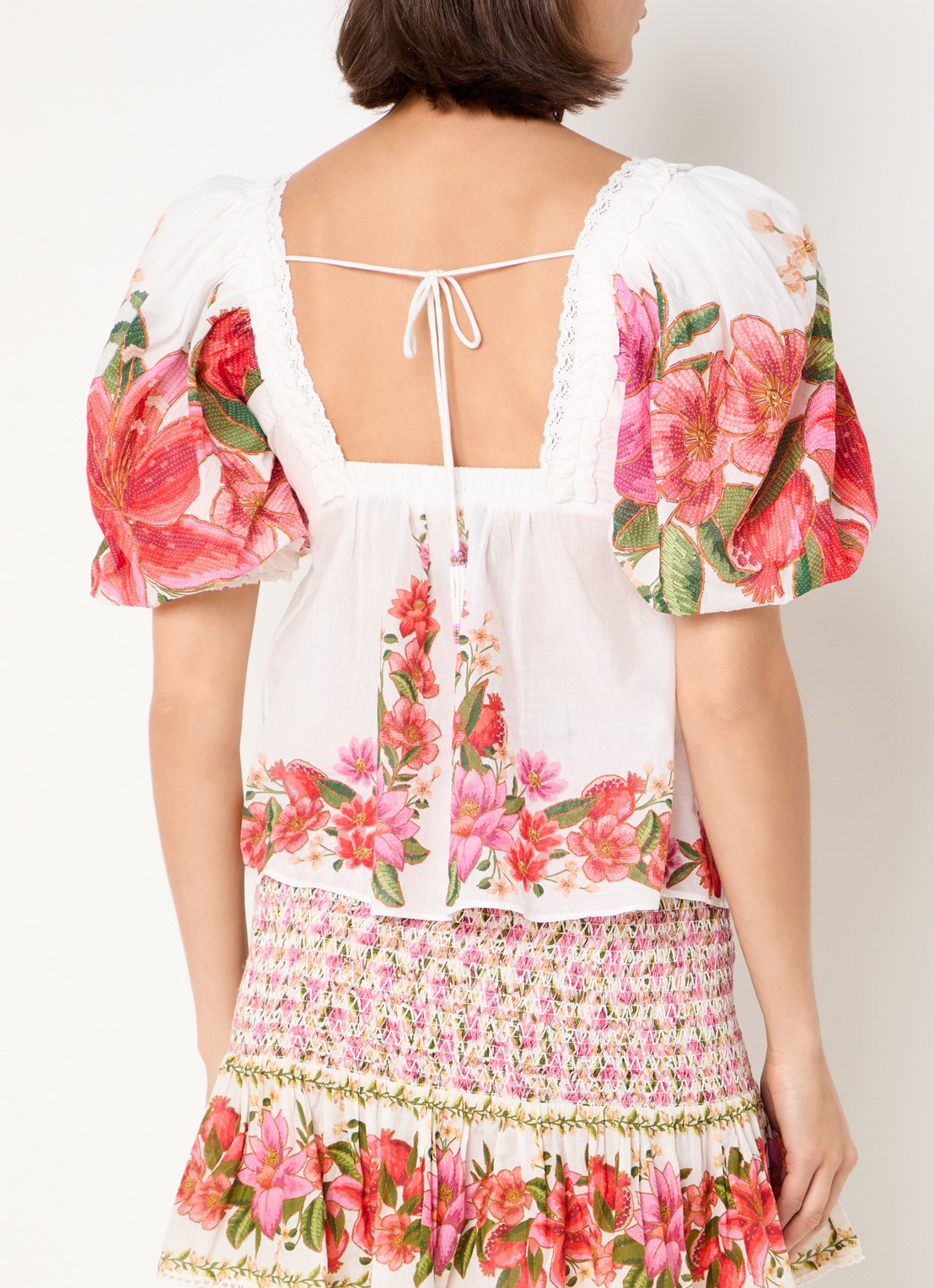 Farm Rio Tuniek met bloemenprint - achterkant 3 roze