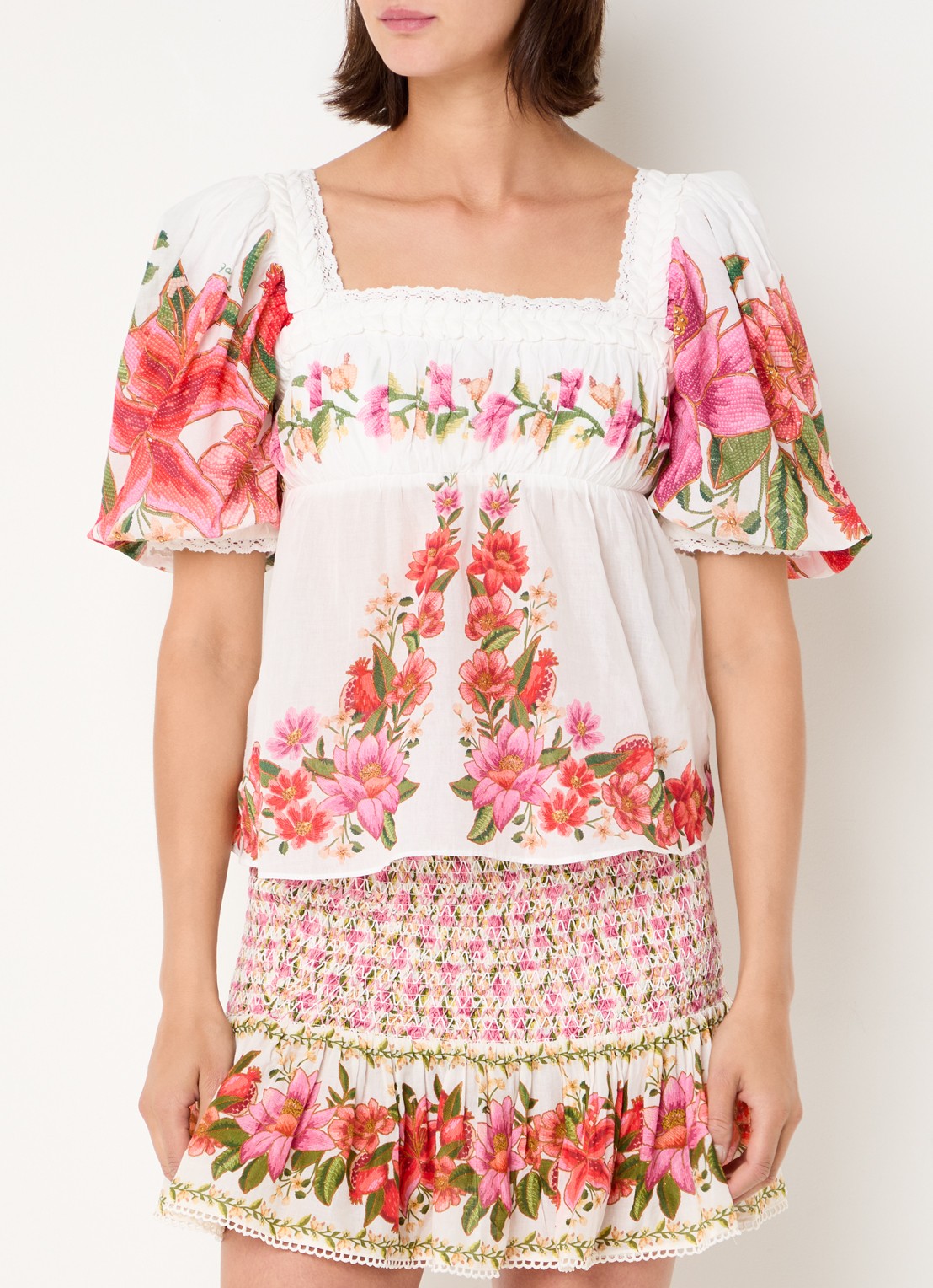 Farm Rio Tuniek met bloemenprint - detail 4 roze