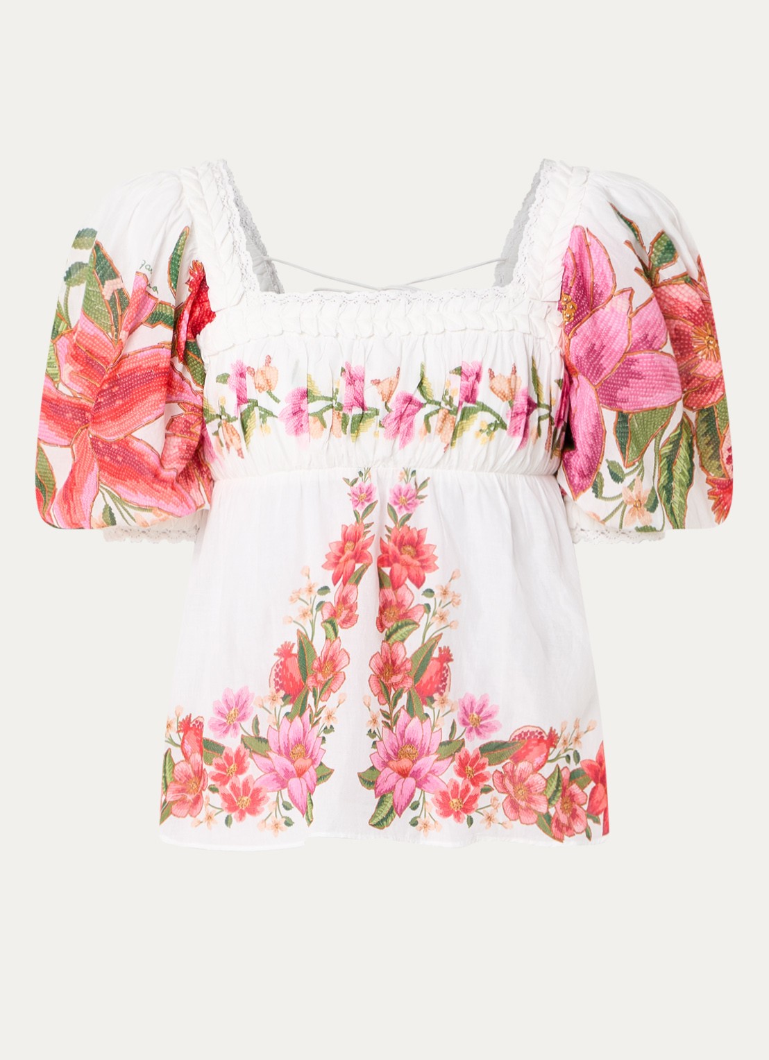 Farm Rio Tuniek met bloemenprint - voorkant roze