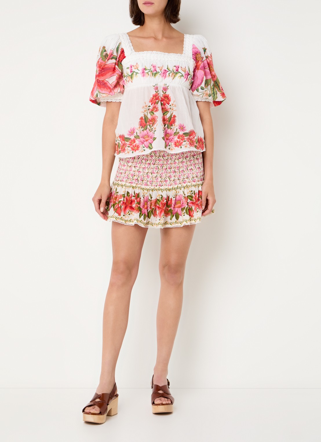 Farm Rio Tuniek met bloemenprint - voorkant 2 roze