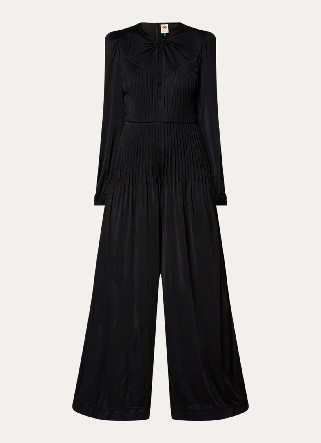 Farm Rio Wide fit jumpsuit met cut-out detail en plissé - voorkant 2 zwart