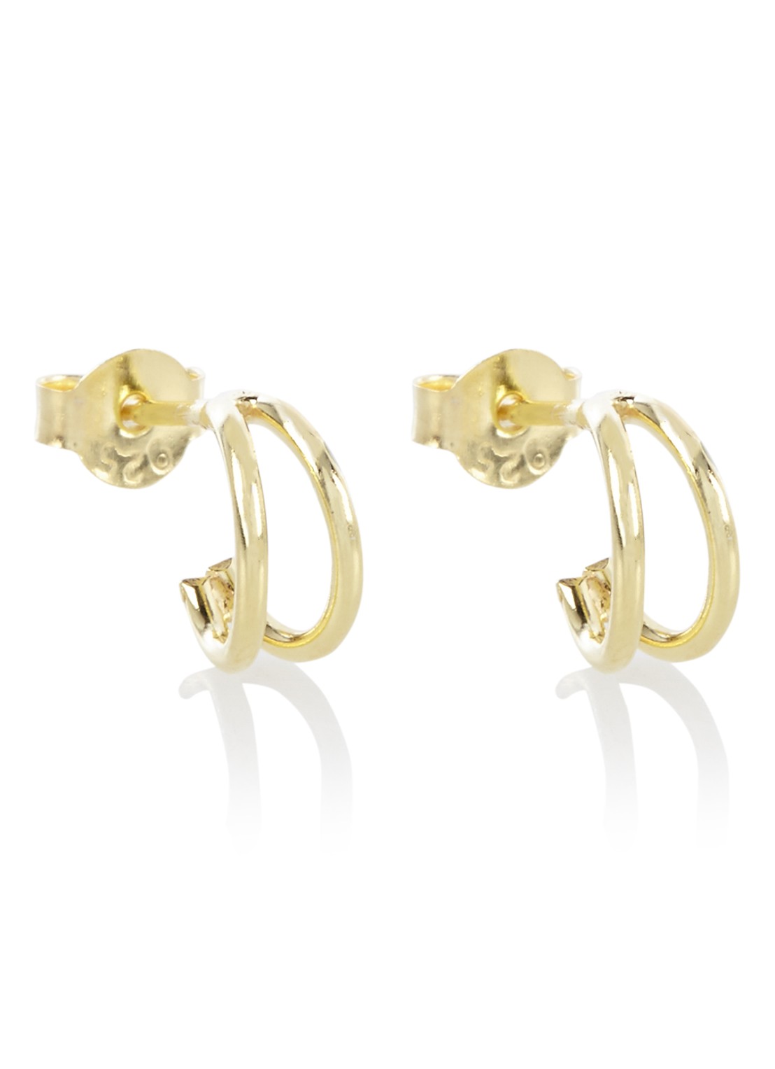 Fashionology Double Hoop oorringen verguld - voorkant goud