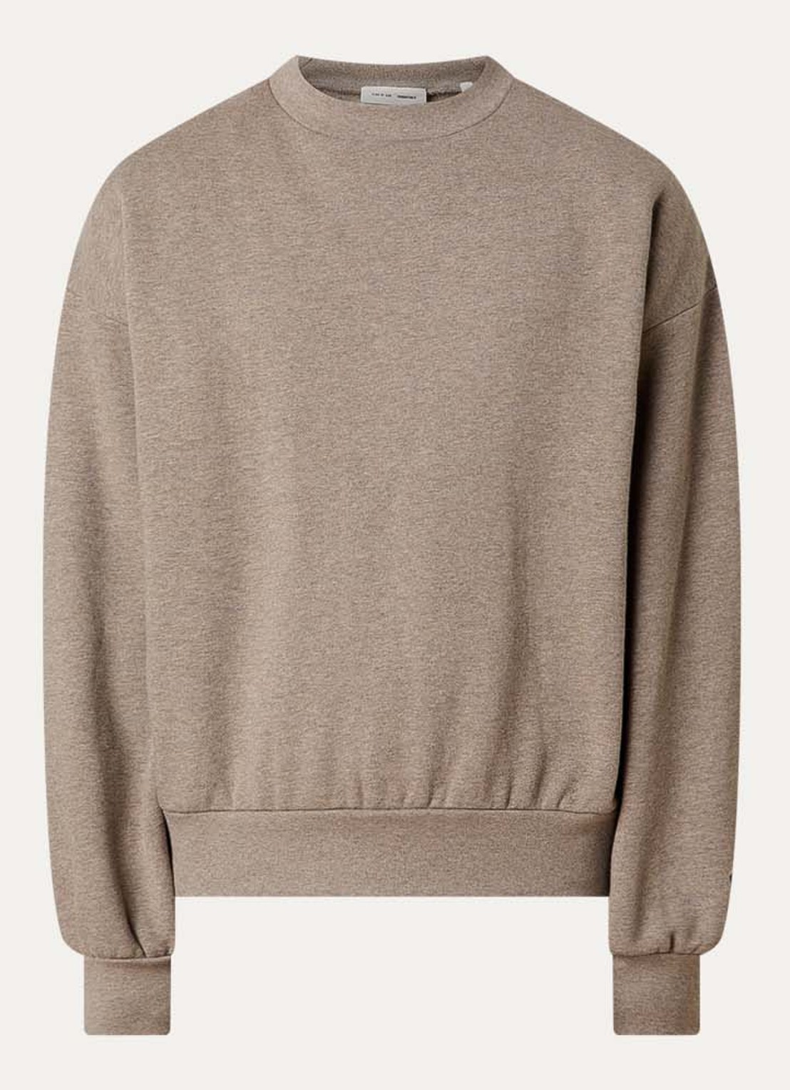 Fear of God Essentials AS25 sweater met flock logoprint - voorkant 2 lichtbruin