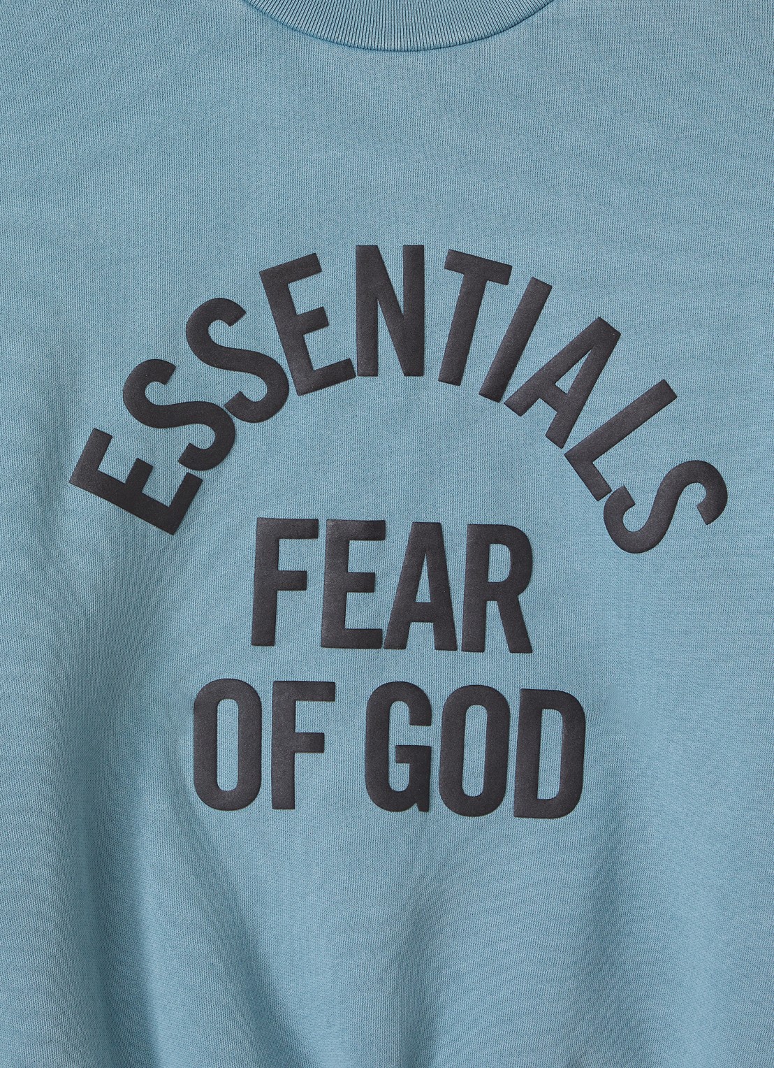 Fear of God Essentials Campus sweater met logoprint - detail petrol