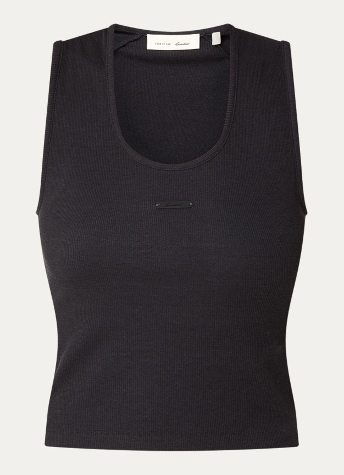 Fear of God Essentials Cropped tanktop met logo - voorkant zwart