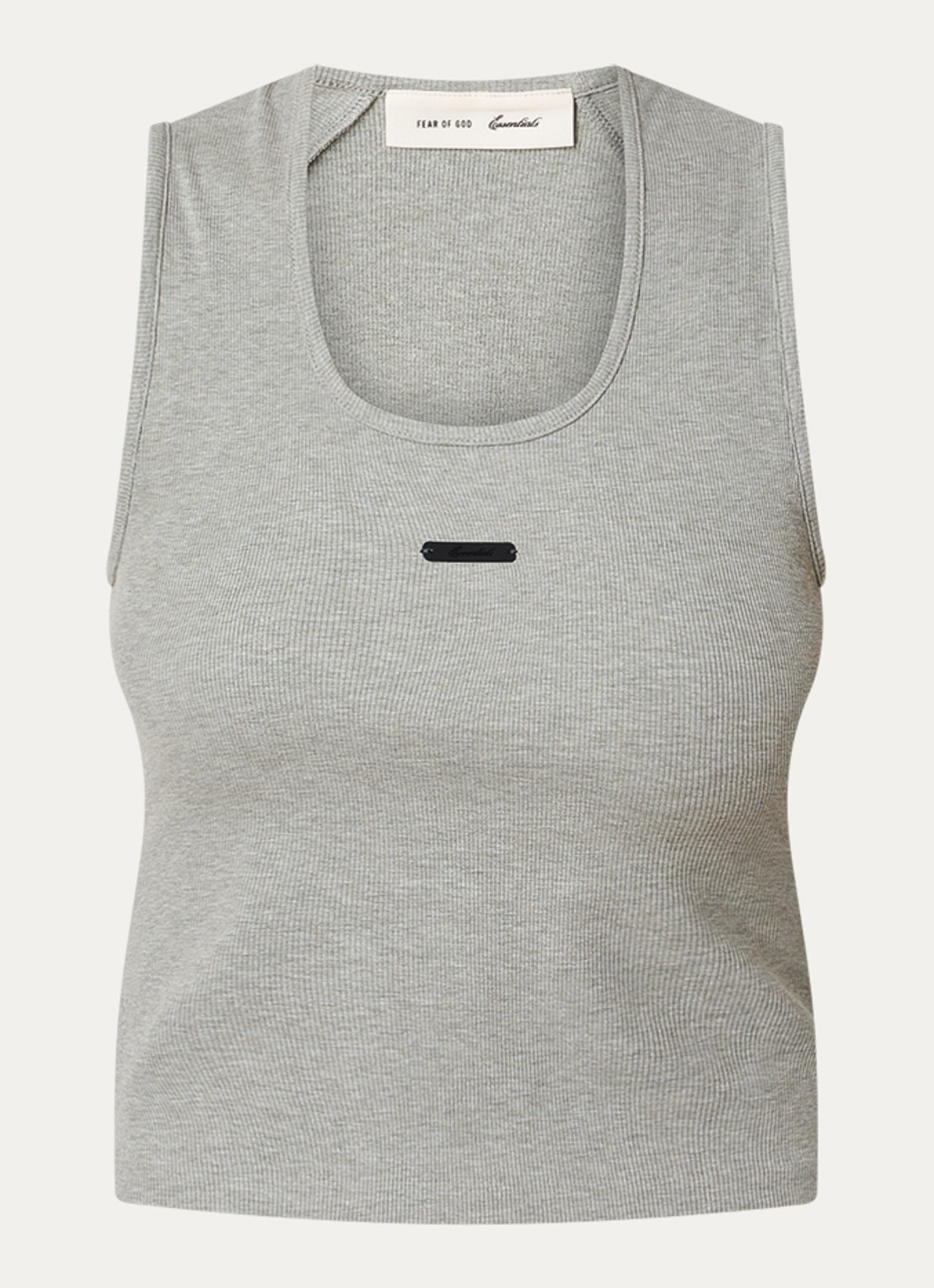 Fear of God Essentials Cropped tanktop met logo - voorkant 2 lichtgrijs