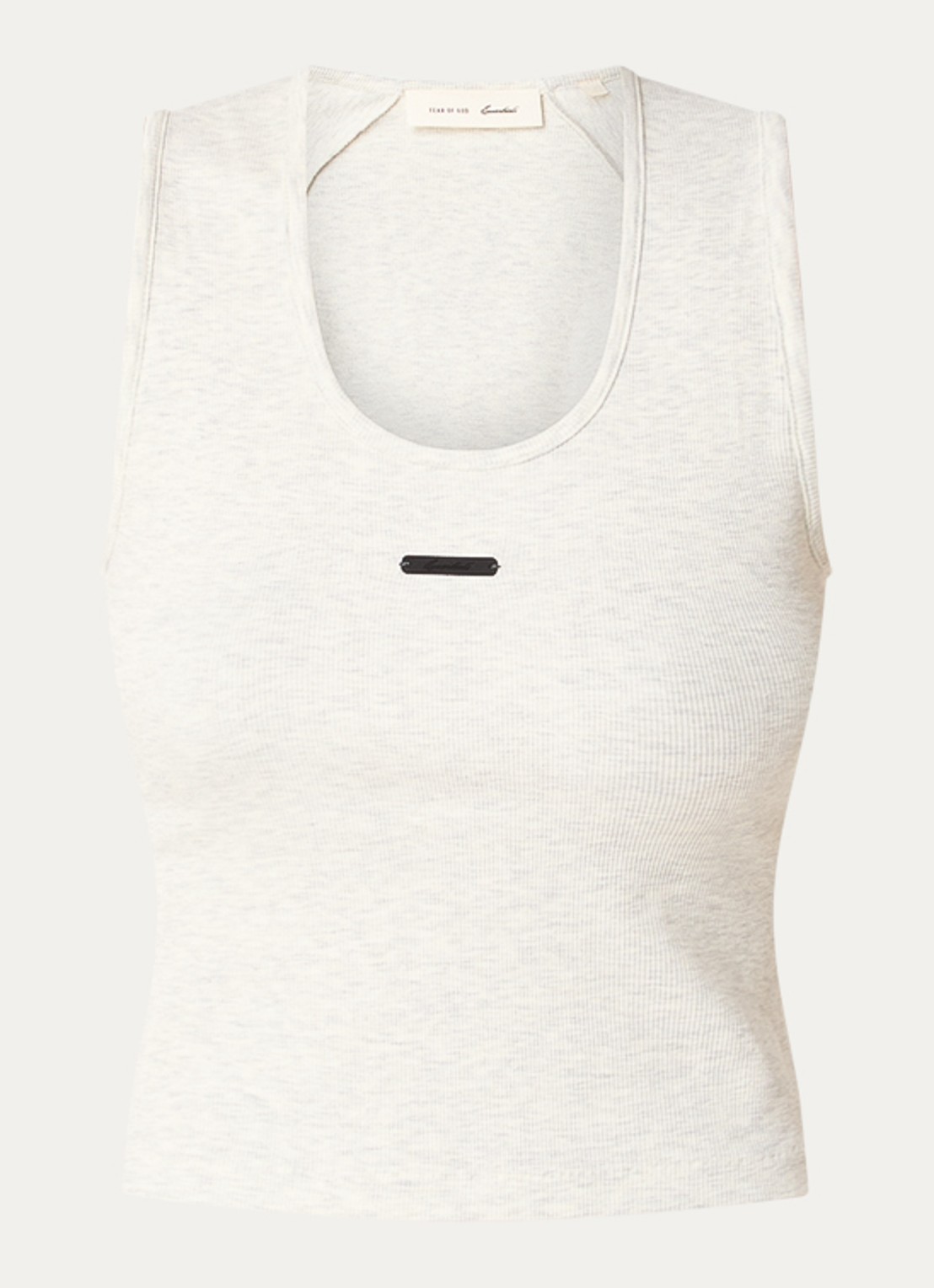 Fear of God Essentials Cropped tanktop met logo - voorkant gebroken wit