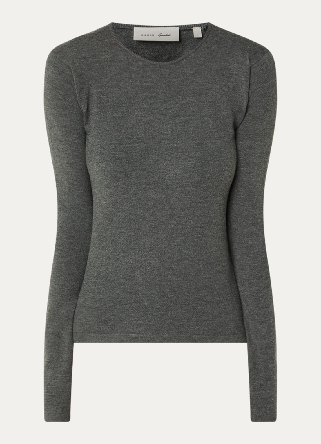 Fear of God Essentials Fijngebreide pullover met ronde hals - voorkant grijs