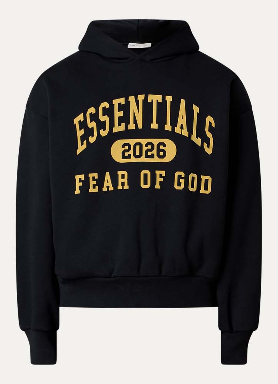 Fear of God Essentials Hoodie met flockprint - voorkant zwart