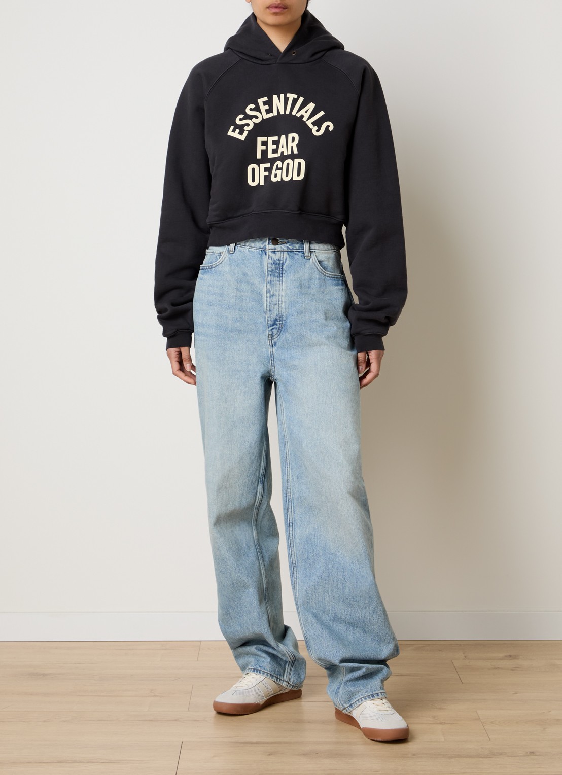 Fear of God Essentials Hoodie met logoprint - voorkant 6 antraciet
