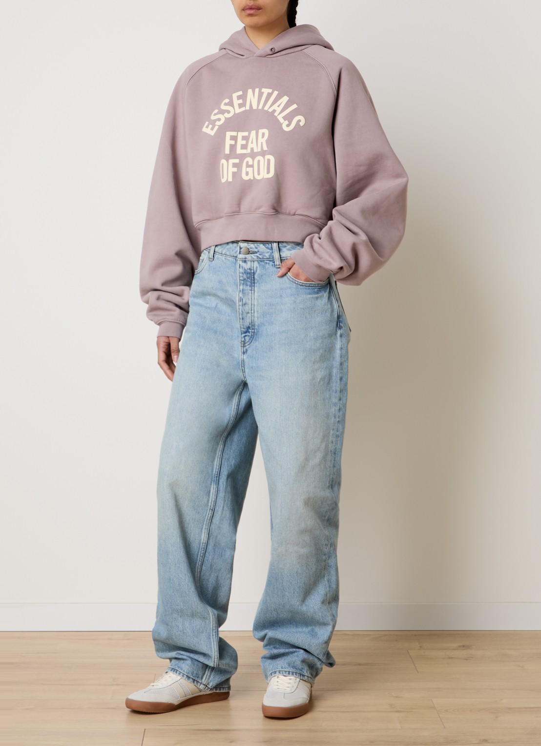 Fear of God Essentials Hoodie met logoprint - voorkant 5 oudroze