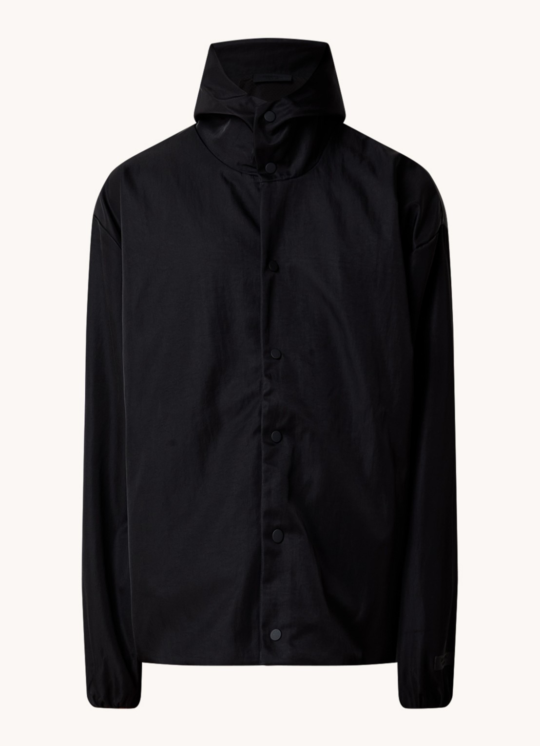 Fear of God Essentials Jack met backprint en capuchon - voorkant 4 zwart
