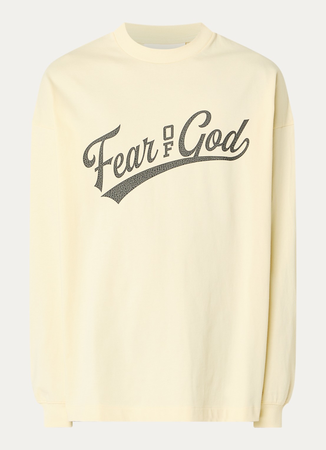 Fear of God Essentials Longsleeve met front- en backprint - voorkant lichtgeel