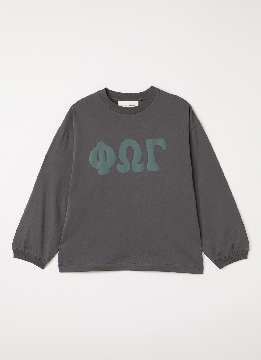 Fear of God Essentials Longsleeve met front- en backprint - voorkant grijs