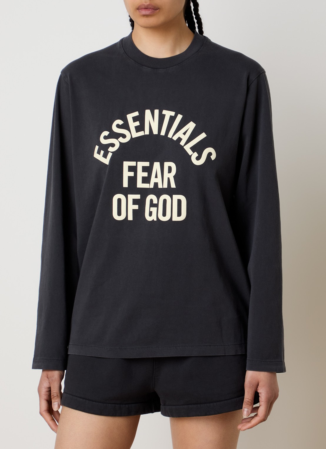 Fear of God Essentials Longsleeve met logoprint - detail 4 antraciet