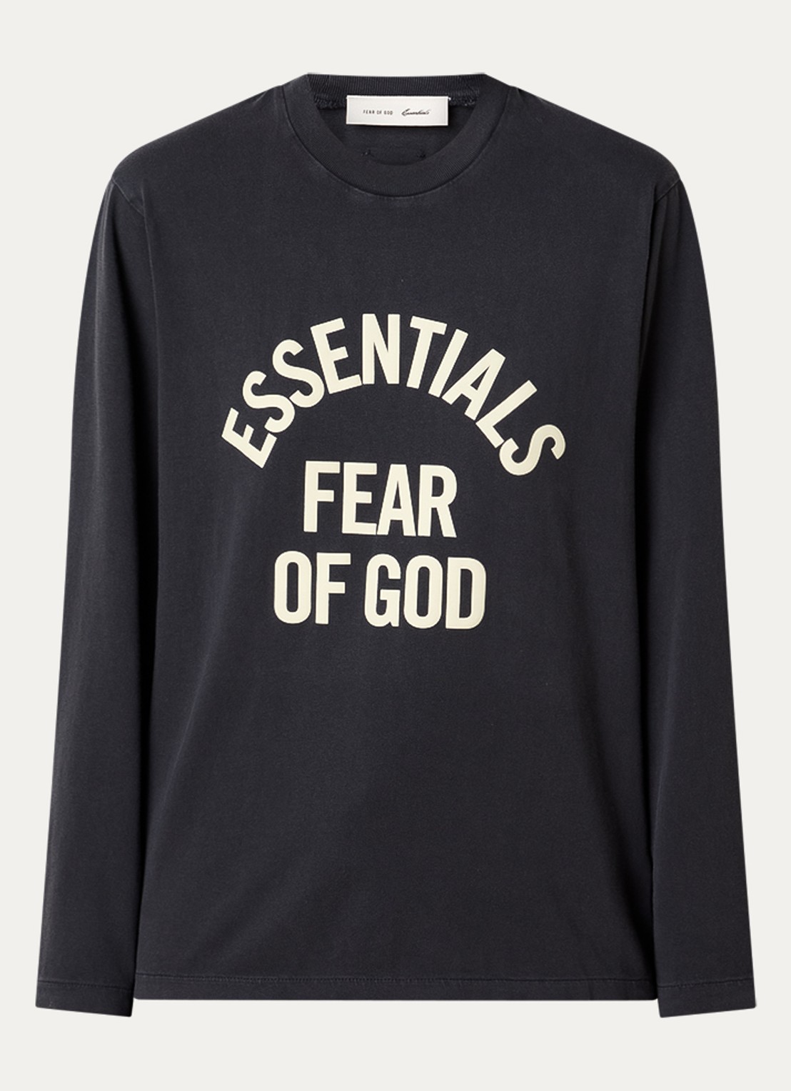 Fear of God Essentials Longsleeve met logoprint - voorkant antraciet