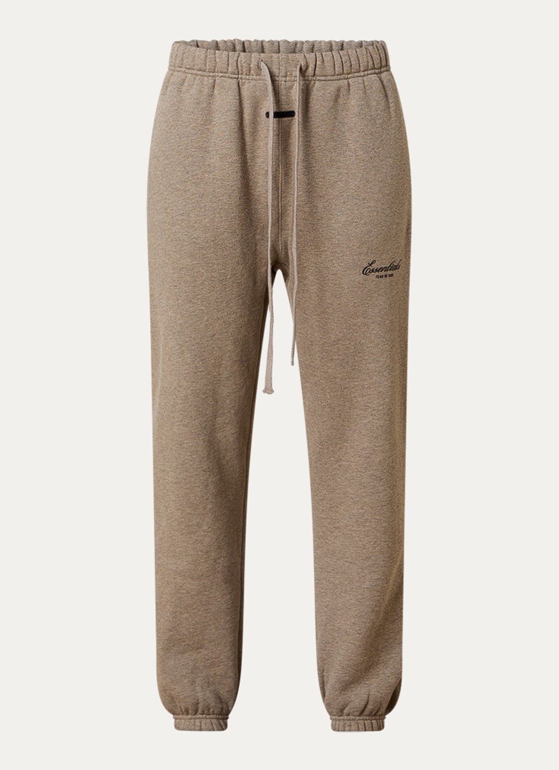 Fear of God Essentials Low waist tapered fit joggingbroek met logo - voorkant zand