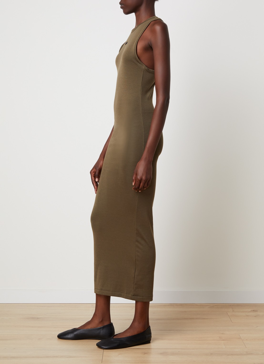 Fear of God Essentials Maxi jurk met racerback - achterkant 3 bronsgroen